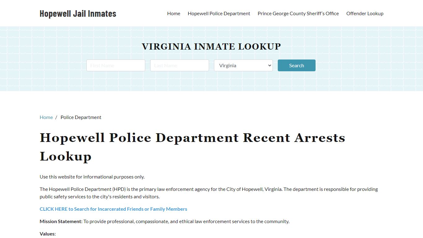 Hopewell Police Department, VA Arrest Search, Mugshots