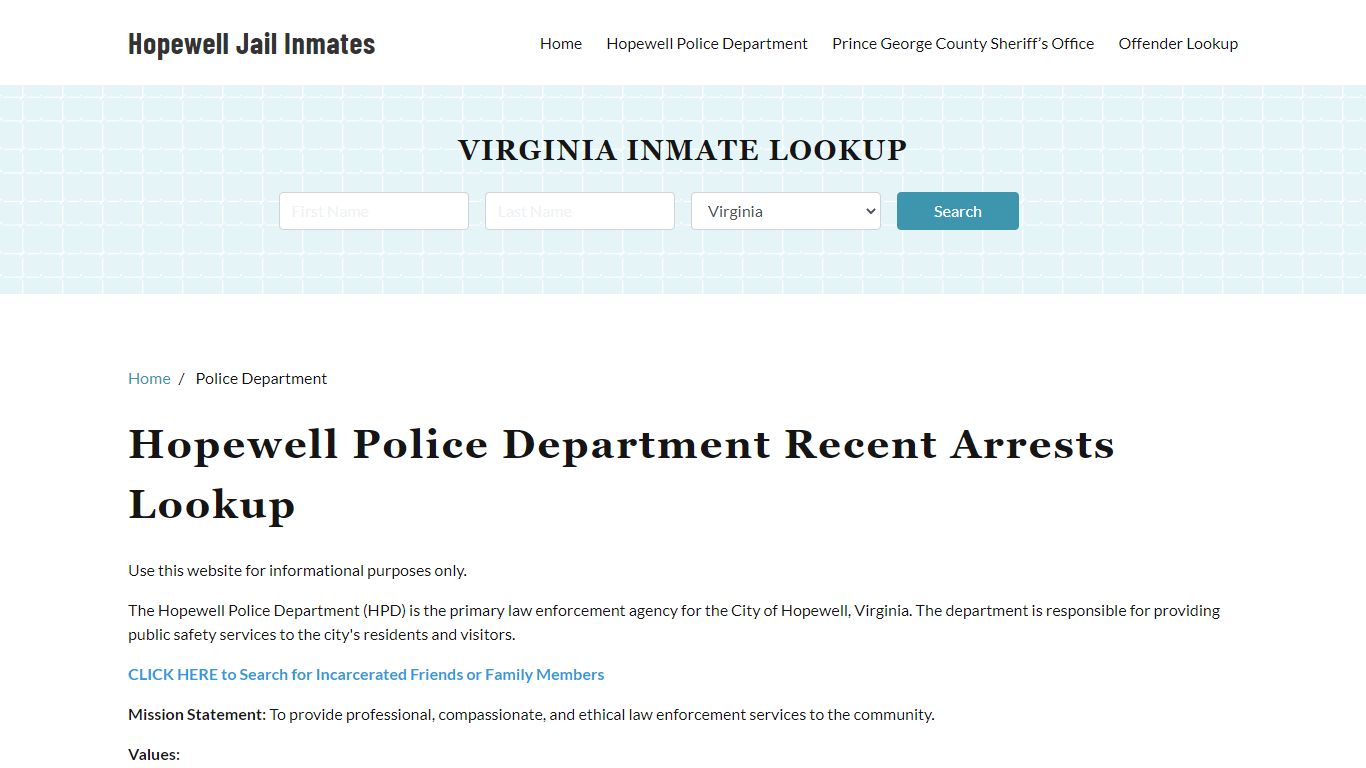 Hopewell Police Department, VA Arrest Search, Mugshots